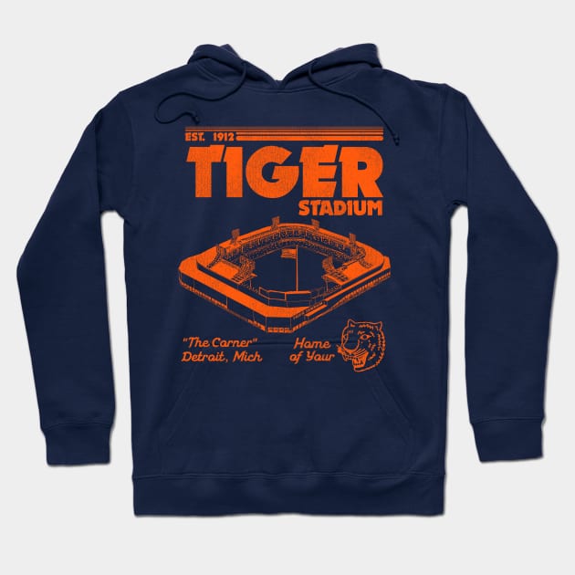 Defunct Tiger Stadium Detroit Michigan Hoodie by Defunctland